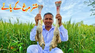 Shutar Murgh Paye Recipe  Cooking Huge Long OSTRICH LEGS  Mubashir Saddique  Village Food Secrets [upl. by Coleen]