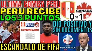 ESCÁNDALO PERÚ RECIBIRÁ LOS 3 PUNTOS DE CANADÁ JUGADOR NO TENÍA DOCUMENTOS Y DIÓ POSITIVO SORPRENDE [upl. by Nnylorac]