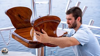 Delivering and Installing Custom Teak Furniture on a 66ft Spencer SportFisher Crazy Transformation [upl. by Mad482]