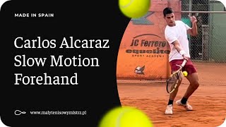 Carlos Alcaraz Slow Motion Forehand  Derecha Cámara Lenta [upl. by Ecirtemed]