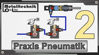 Praxis Pneumatik 2 – Reihenschaltung von Wegeventilen für die UNDFunktion [upl. by Jennica423]