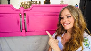 DIY Bright Pink Headboard Makeover Using Chalk Paint [upl. by Okimuy]