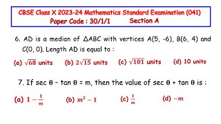 Q6 amp Q7  AD is a median of ∆ABC with vertices A5 6 B6 4 and C0 0 Length AD is equal to [upl. by Russom146]