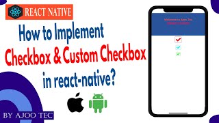 How to Implement checkbox amp custom checkbox in reactnative  in Hindi [upl. by Arden]