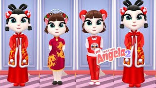 My Talking Angela 2 Lunar New Year Update New Dresses Unlocked Gameplay Walkthrough [upl. by Madelin]