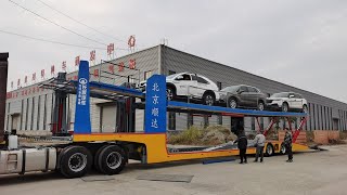 Car transporter automobile transporter Can also transport containers Professional semitrailer [upl. by Nyrroc271]