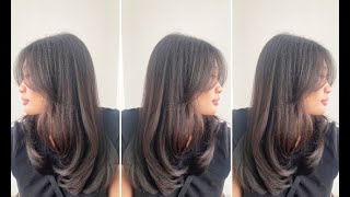 Easy amp Quick Long Layered Haircut with Curtain Bangs  Layered Hair Cutting Tips [upl. by Nelon464]