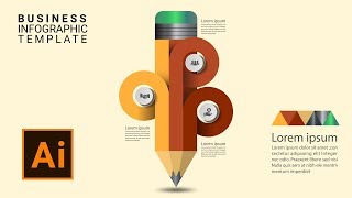 Free modern infographic template pencil options vector download illustrator tutorial [upl. by Atilemrac]