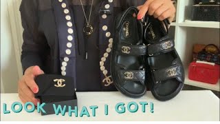 Chanel Unboxing  Chanel Dad Sandals  Chanel Slim Scarf  Chanel Brooch  Chanel LV [upl. by Airretnahs644]