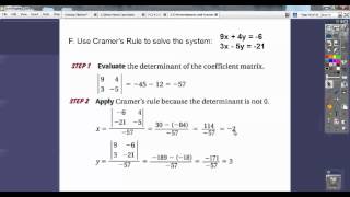 Determinant and Cramers Rule  Section 37 [upl. by Ailema]