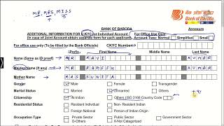 How to fill up bank of baroda kyc form  Bank of baroda kyc form kaise bhare  BOB KYC form [upl. by Aneehsat]