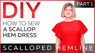 DIY How to sew a scallop hem dress How to make scalloped hemline [upl. by Stelle]