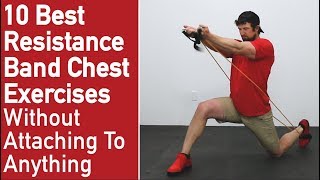 10 Best Resistance Band Exercises For Chest ❌No Attaching Needed❌ [upl. by Doralin]