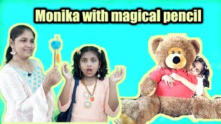 Monika with magical pencil  comedy video  Monika Prabhu [upl. by Yditsahc]