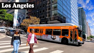 Downtown Los Angeles Virtual Walking tour  California  USA  The Broad  Angels Flight Railway [upl. by Anolla]