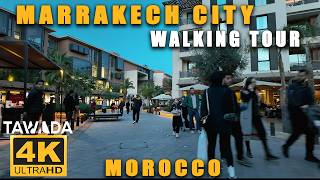 Marrakech city evening walk 4K UHD Morocco [upl. by Hairu]