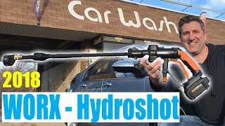 Worx Cordless Hydroshot  Foam Cannon  Car Wash  2018 Accessories Demo amp Review WG640 [upl. by Yatnuahc]