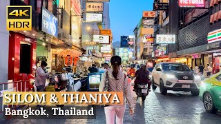 BANGKOK Evening Walk in Downtown Silom Road amp Soi Thaniya  Thailand 4K HDR [upl. by Lilith]