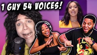 DUB amp NISHA REACTS TO ONE GUY 54 VOICES With Music  Famous Singer Impressions [upl. by Laurel]