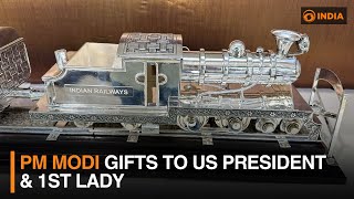 PM Modi gifts to US President amp 1st Lady  DD India [upl. by Elleved]