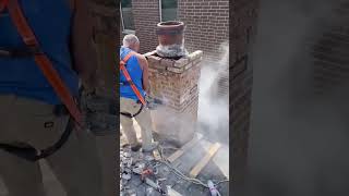 Brick chimney rebuilding process [upl. by Beata]