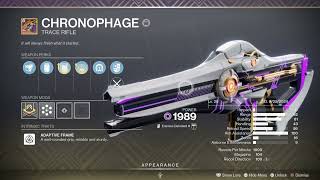 Destiny 2 Crafting Personal God Roll Chronophage [upl. by Coleman]