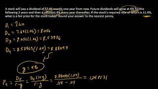 How to compute a stock price for 2 stage dividend growth [upl. by Deny]