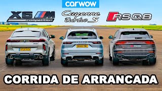 BMW X6M vs Audi RSQ8 vs Porsche Cayenne Turbo S  CORRIDA DE ARRANCADA [upl. by Minny866]