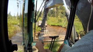 Excavator Busting Beaver Dams [upl. by Amity]