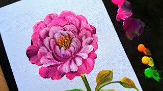 Painting easy flowers tutorial for beginners Floral acrylic art [upl. by Lorou995]