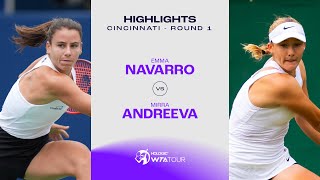 Emma Navarro vs Mirra Andreeva  2024 Cincinnati Round 1  WTA Match Highlights [upl. by Minny]