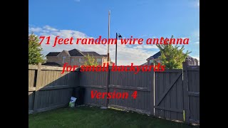 71 feet Random Wire Antenna DIY For Small Backyards with SWR Results Version 4 [upl. by Latoyia]