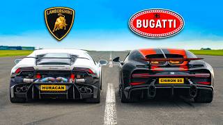 Bugatti Chiron SS v 1800hp Lambo Huracan DRAG RACE [upl. by Anoniw]