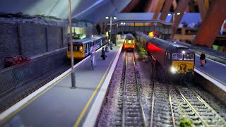 OO amp 009 Gauge Loft Model Railway April 2024 Running Session  Day amp Night Scenes [upl. by Anika]