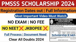 PMSSS Scholarship 2024  PM Scholarship Online Form Apply 2024 NSP Scholarship form apply 2024PMSS [upl. by Sherer]