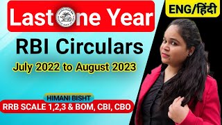 RBI Circular Last One Year  RBI Circulars July 2022 to August 2023  RBI circular by himani bisht [upl. by Nilyac]