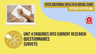 Questionnaires amp Surveys  Live Revision for HSC Unit 4 Enquiries into Current Research [upl. by Amian]