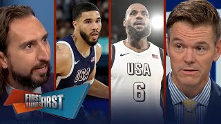 USA beats Serbia LeBron amp Curry’s future Should Tatum play in the final  FIRST THINGS FIRST [upl. by Schargel]