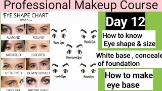 Day 12 Professional Makeup Course  How To Identify Eye Shape  How To Make Eye Base makeup beauty [upl. by Barclay]