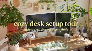 cozy desk setup tour 🍃✨ pinterest aesthetic budgetfriendly tech amp decor finds for gaming [upl. by Ayekan807]