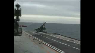 Sukhoi Su33 FlankerD aborted aircraft carrier landing [upl. by Eylloh900]