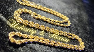 3mm 10k Diamondcut Rope Chain from Harlembling Unboxing amp Review [upl. by Earezed]