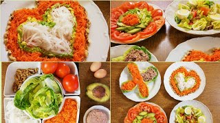 SALADES  4 Recettes de salades 🥗 Thon Carotte Radis Tomates Œufs Avocat 🥑 Le Monde de Marge [upl. by Bang646]