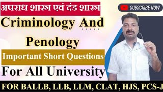 Criminology And Penology In Hindi Important Short Questions By Ankit Sharma Sir [upl. by Clein]