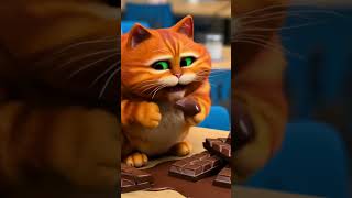 cute cat eating chocolate cat funnyshorts cute [upl. by Bianca]