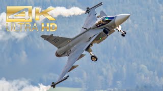 4K Saab JAS 39C Gripen Swedish Air Force flying Display at Airpower 2022 AirShow Zeltweg LOXZ [upl. by Guenzi]