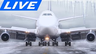 🔴LIVE SNOWY WINDY and COLD AIRPORT ACTION at CHICAGO OHARE  SIGHTS and SOUNDS of PURE AVIATION [upl. by Noirrad986]