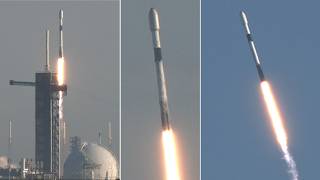 SpaceX Falcon 9 rocket launches Starlink satellites to orbit as beachgoers watch 🚀 🛰️ 🌎 [upl. by Abbye]