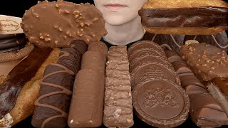 ASMR Chocolate Desserts amp Ice Cream Eclair Cookie Sandwich Dove HaagenDazs Kinder Bueno Cake [upl. by Clio253]