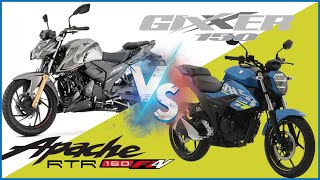 Suzuki Gixxer 150 FI vs TVS Apache 160 4V Fi ABS  Comparativa Completa  locoporlasmotos ​ [upl. by Fisa]